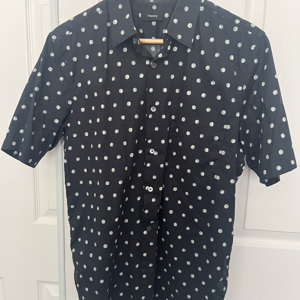 Theory Men's Black Polka Dot Shirt
